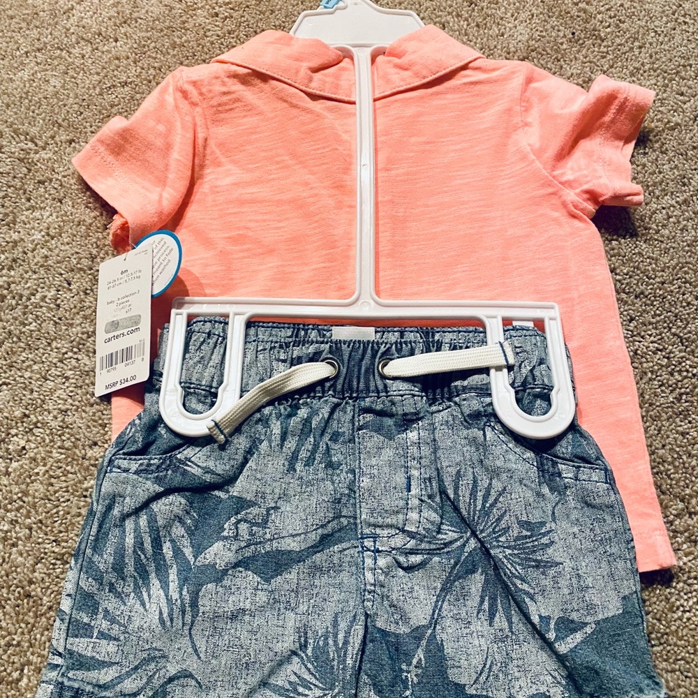 NEW • 5pc Baby Boys Lot • 6mo • Short Sets & Romper - Picture 5 of 10